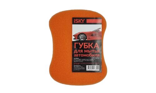 Губка для мытья автомобиля iSky "восьмерка", поролон, цвет в ассортименте, арт. IFSE-180