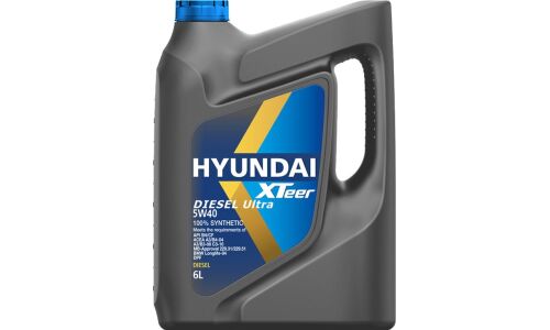 Масло моторное Hyundai XTeer Diesel Ultra 5w40 синтетическое, API SN/CF, ACEA A3/B3/C3/B4, для дизельного двигателя, 6л, арт. 1061223