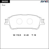 Колодки тормозные дисковые Advics, комплект на ось (4 шт), арт. SN202