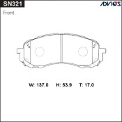 Колодки тормозные дисковые Advics передние, комплект на ось (4 шт), арт. SN321