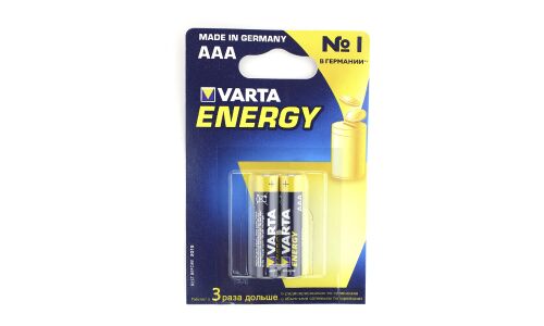 Батарейка щелочная Varta Energy, AAA (LR03), 1.5В, 2 шт, арт. 4008496770335