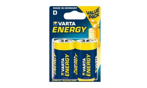 Батарейка щелочная Varta Energy, D (LR20), 1.5В, 2 шт, арт. 4120.229.412