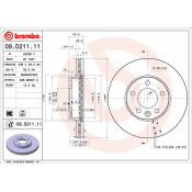 Диск тормозной UV Coated | перед Brembo, арт. 09.D211.11