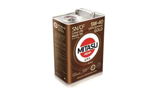 Масло моторное Mitasu Gold Long Life 5w40, синтетическое, API SN/CF, ACEA A3/B3/B4, универсальное, 4л, арт. MJ-107/4