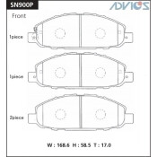 Колодки тормозные дисковые Advics передние, комплект на ось (4 шт), арт. SN900P