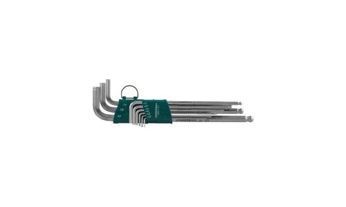 Набор шестигранных ключей Jonnesway, от 1/16" до 3/8", длинные, с шариковым наконечником, комплект 9 предметов, арт. H06SA209S