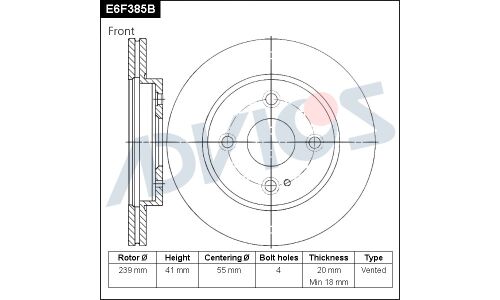 Диск тормозной Advics, передний, арт. E6F385B