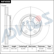 Диск тормозной Advics, передний, арт. A6F455B