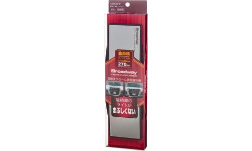 Зеркало салонное Napolex Broadway Chrome Plating Mirror, прямоугольное, панорамное, 75x270мм, антибликовое напыление для не тонированных авто, чёрное, арт. BW-765