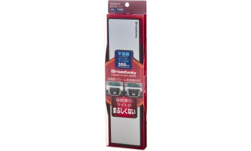 Зеркало салонное Napolex Broadway Chrome Plating Mirror, прямоугольное, прямое, 75x300мм, антибликовое напыление для не тонированных авто, чёрное, арт. BW-766