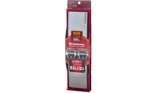 Зеркало салонное Napolex Broadway Chrome Plating Mirror, прямоугольное, панорамное, 75x300мм, антибликовое напыление для не тонированных авто, чёрное, арт. BW-767