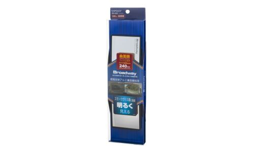 Зеркало салонное Napolex Broadway Aluminum Plating Mirror, прямоугольное, панорамное, 75x240мм, антибликовое осветляющее напыление для тонированных авто, чёрное, арт. BW-863
