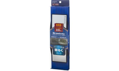 Зеркало салонное Napolex Broadway Aluminum Plating Mirror, прямоугольное, панорамное, 75x240мм, антибликовое осветляющее напыление для тонированных авто, чёрное, арт. BW-863