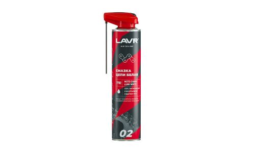 Смазка аэрозольная Lavr Motoline Moto Chain Lube White, синтетическая, белая, содержит PTFE, баллон 520мл, арт. Ln7702