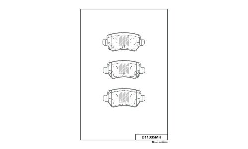 Колодки тормозные дисковые Kashiyama, задние, комплект на ось (4 шт), арт. D11335MH