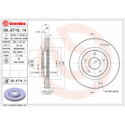 Диск тормозной Brembo вентилируемый, арт. 09A71611
