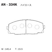 Колодки тормозные дисковые Akebono, передние, комплект на ось (4 шт), арт. AN-334K
