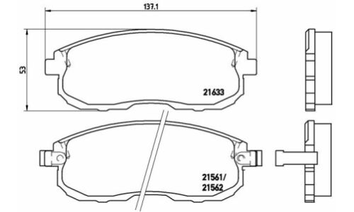 Колодки тормозные дисковые Brembo, комплект на ось (4 шт), арт. P56021