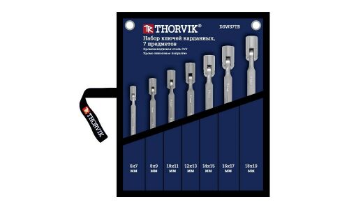 Ключ торцевой Thorvik, карданный, от 6мм до 19мм, в сумке, комплект 7 предметов, арт. DSWS7TB