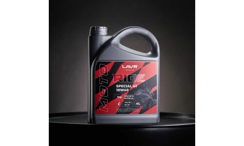 Масло для мотоциклов Lavr Motoline Ride Special 4Т 10w40, синтетическое, API SN, JASO MA2, 4-тактное, 4л, арт. Ln7748