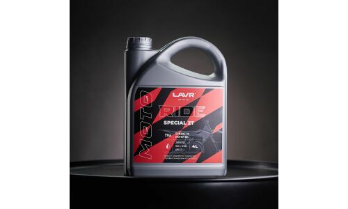 Масло для мотоциклов Lavr Motoline Ride Special 2Т, синтеическое, API TC, JASO FD, 2-тактное, 4л, арт. Ln7744