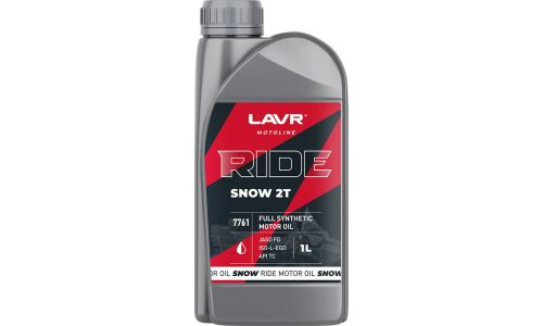 Масло для снегоходов Lavr Motoline Ride Snow 2Т, синтетическое, API TC, JASO FD, 2-тактное, 1л, арт. Ln7761
