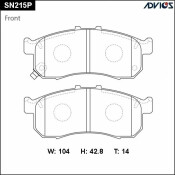 Колодки тормозные дисковые Advics, передние, комплект на ось (4 шт), арт. SN215P