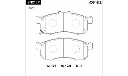 Колодки тормозные дисковые Advics, передние, комплект на ось (4 шт), арт. SN215P