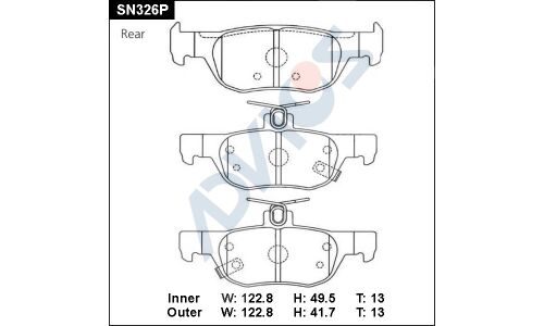 Колодки тормозные дисковые Advics, комплект на ось (4 шт), арт. SN326P