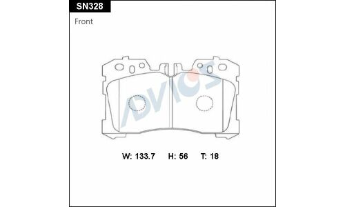 Колодки тормозные дисковые Advics, передние, комплект на ось (4 шт), арт. SN328