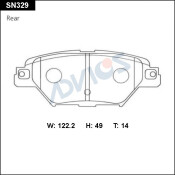 Колодки тормозные дисковые Advics, комплект на ось (4 шт), арт. SN329
