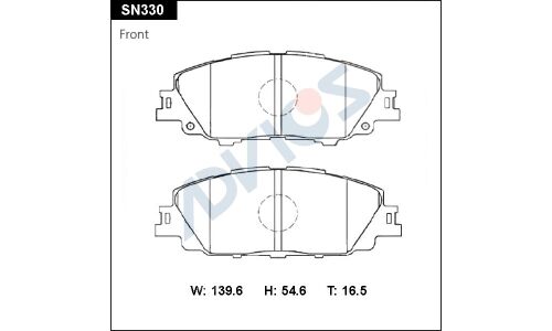 Колодки тормозные дисковые Advics, комплект на ось (4 шт), арт. SN330