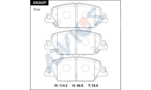 Колодки тормозные дисковые Advics, комплект на ось (4 шт), арт. SN342P