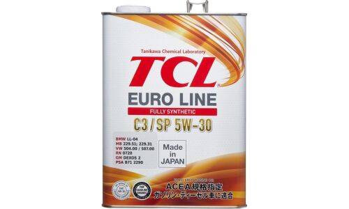 Масло моторное TCL Euro Line 5w30, синтетическое, API SP, ACEA C3, для бензинового двигателя, 4л, арт. E0040530C3