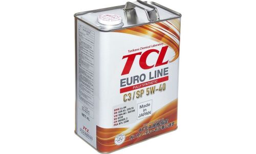 Масло моторное TCL Euro Line 5w40, синтетическое, API SP, ACEA C3, для бензинового двигателя, 4л, арт. E0040540C3