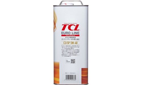 Масло моторное TCL Euro Line 5w40, синтетическое, API SP, ACEA C3, для бензинового двигателя, 4л, арт. E0040540C3