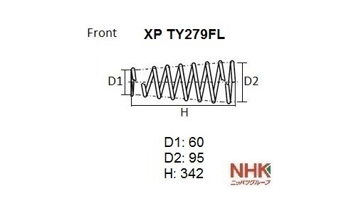 Пружина подвески NHK, передняя, левая, арт. XP TY279FL