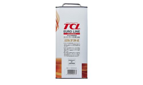 Масло моторное TCL Euro Line 5w40, синтетическое, API SP, ACEA A3/B4, универсальное, 4л, арт. E0040540A3B4
