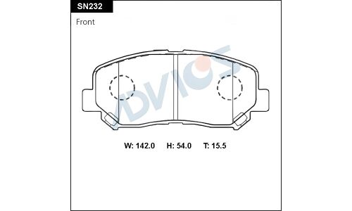 Колодки тормозные дисковые Advics, передние, комплект на ось (4 шт), арт. SN232