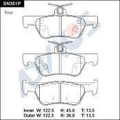 Колодки тормозные дисковые Advics, комплект на ось (4 шт), арт. SN351P