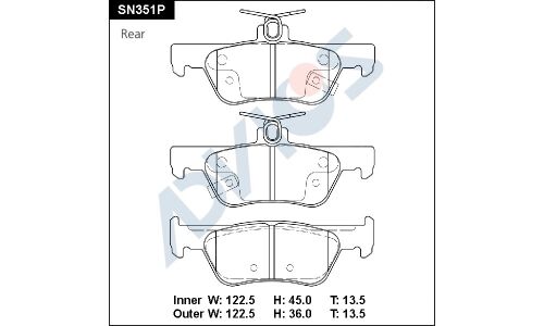 Колодки тормозные дисковые Advics, комплект на ось (4 шт), арт. SN351P