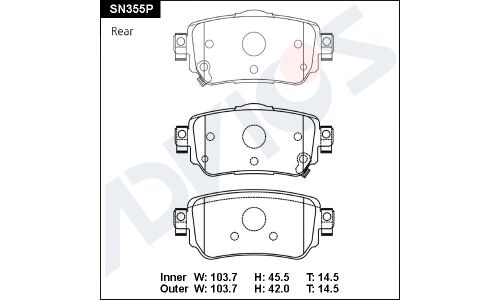 Колодки тормозные дисковые Advics, задние, комплект на ось (4 шт), арт. SN355P