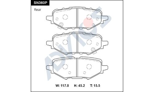 Колодки тормозные дисковые Advics, комплект на ось (4 шт), арт. SN360P