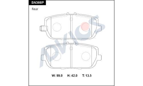 Колодки тормозные дисковые Advics, комплект на ось (4 шт), арт. SN366P