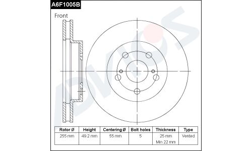 Диск тормозной Advics, передний, арт. A6F1005B