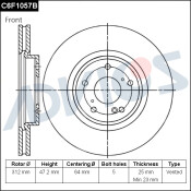 Диск тормозной Advics, передний, арт. C6F1057B