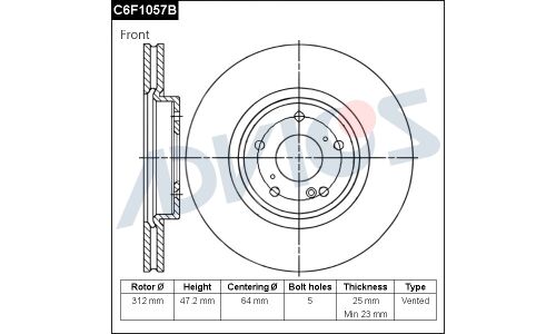 Диск тормозной Advics, передний, арт. C6F1057B