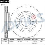 Диск тормозной пер. ADVICS D6F1052B