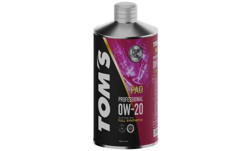 Масло моторное TOM'S Professional PAO 0w20, синтетическое, API SP, ILSAC GF-6A, для бензинового двигателя, 1л, арт. 00410-TP020-01P