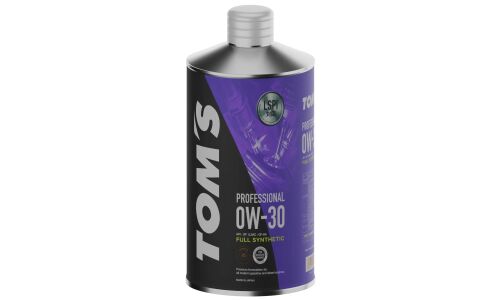 Масло моторное TOM'S Professional 0w30, синтетическое, API SP, ILSAC GF-6A, для бензинового двигателя, 1л, арт. 00410-TP030-01